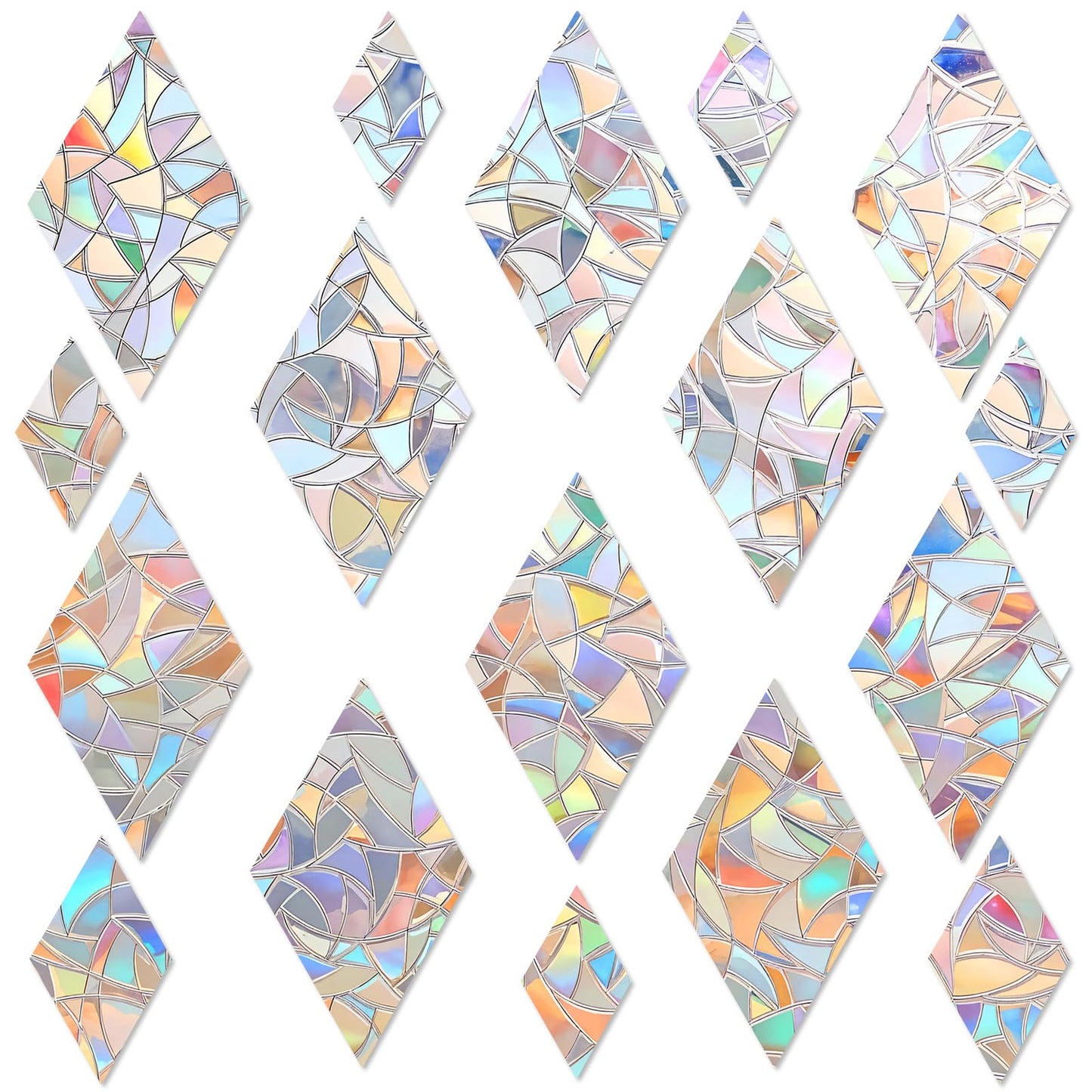 Pack of 51 Prism Window Decals PVC Anti-Collision Stickers Bird Protection Rainbow Window Film Circular Suncatcher Sticker Decoration for Stops Birds Door Window Dining Room Bedroom
