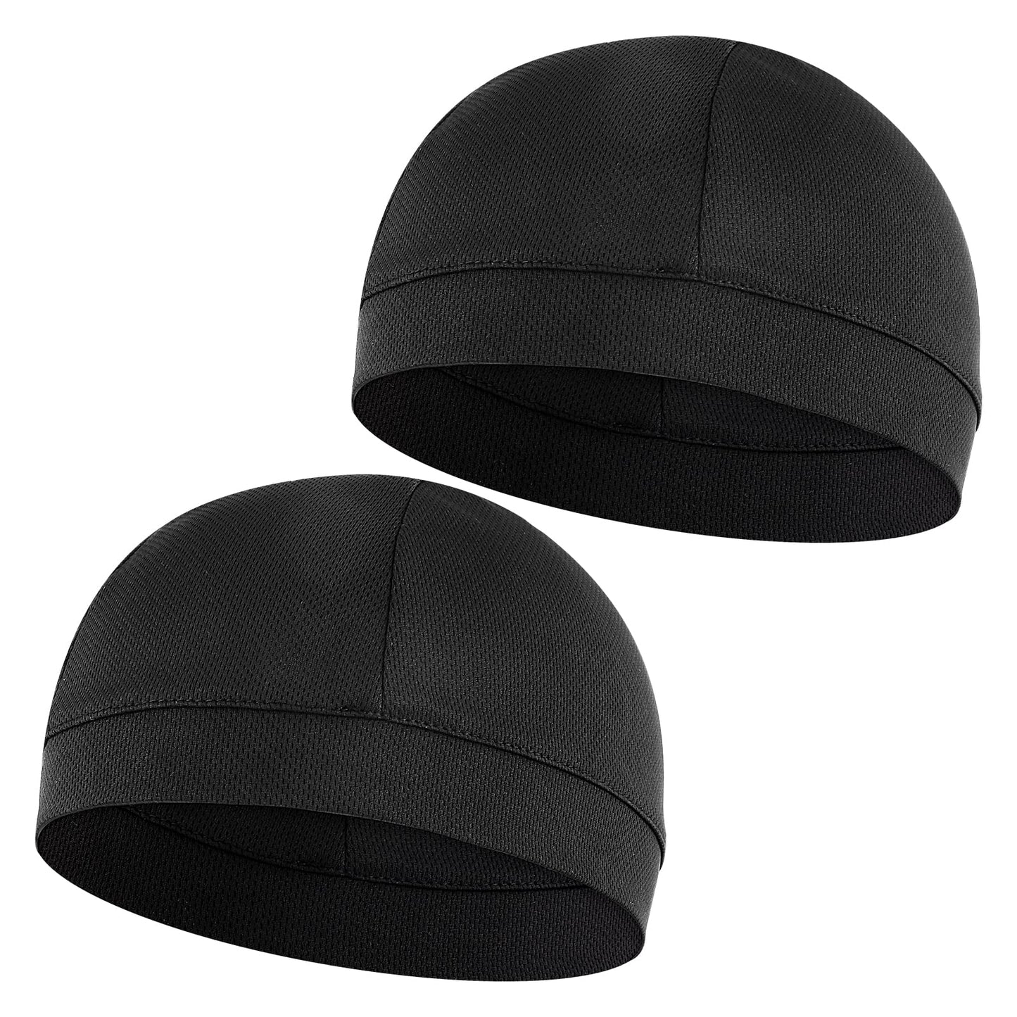 Sibba 2 Pieces Waves Caps Men Skull Caps Black Sweat Wicking Beanie Cooling Cap Stretchy Helmet Liner Hard Hats Multifunctional Sport Headwear Elastic Running Hat for 360 540 720 Cycling Motorcycle