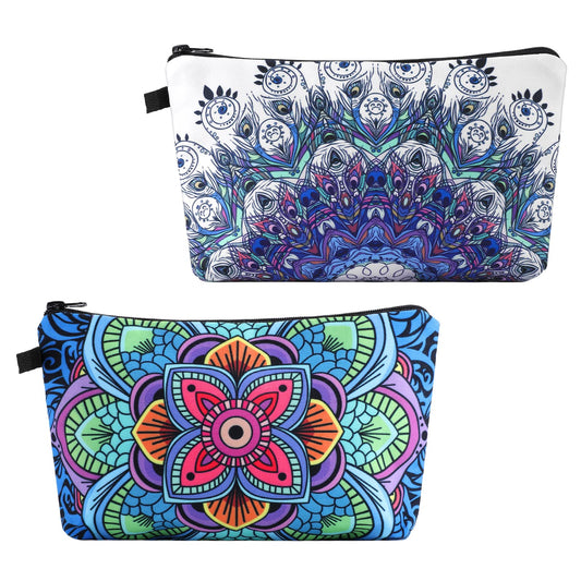 Sibba Makeup Bag, 2 Styles Canvas Cosmetic Bag Handbag Small Pouch Purse Zipper Pencil Case Toiletry Organizer Storage Beauty Makeup Travel Accessory for Teen Girls