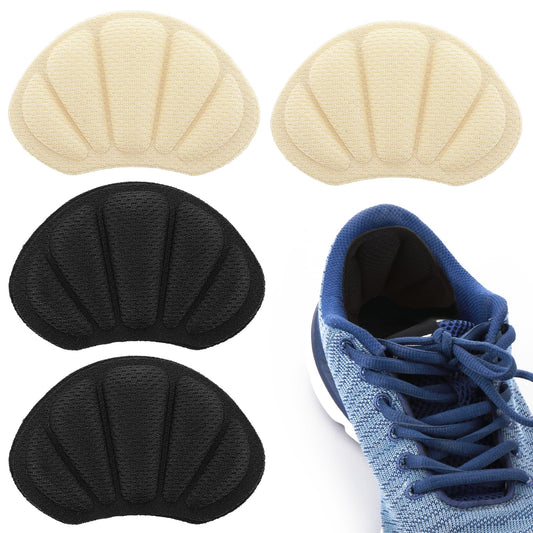 Sibba 2 Pair Heel Grips Shoes Pads for Shoes Too Big Self-Adhesive Foot Cushions Pads for Women Men Thick Shoe Inserts Back Insoles Anti Blister Shoe Liners Heel Protectors(Black&Beige)