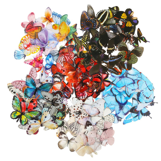 COMNICO 240PCS Butterfly Stickers, PET Waterproof Transparent Colorful Resin Decals Decorative for Nature Scrapbook Planners Laptops DIY Handbook Paper Crafts
