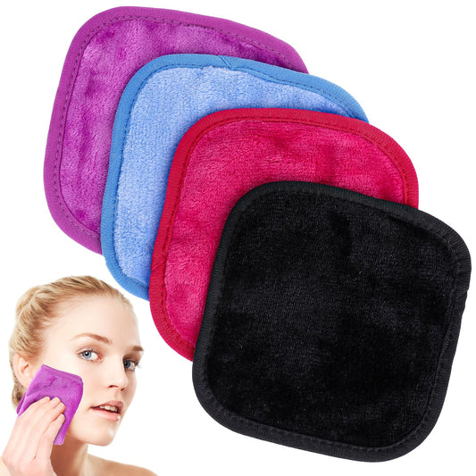 Sibba 4 Pieces Makeup Cloth Remover Microfiber Reusable Face Towels Fast Drying Washcloth for Daily Travel Eye Skincare Remove Cosmetic