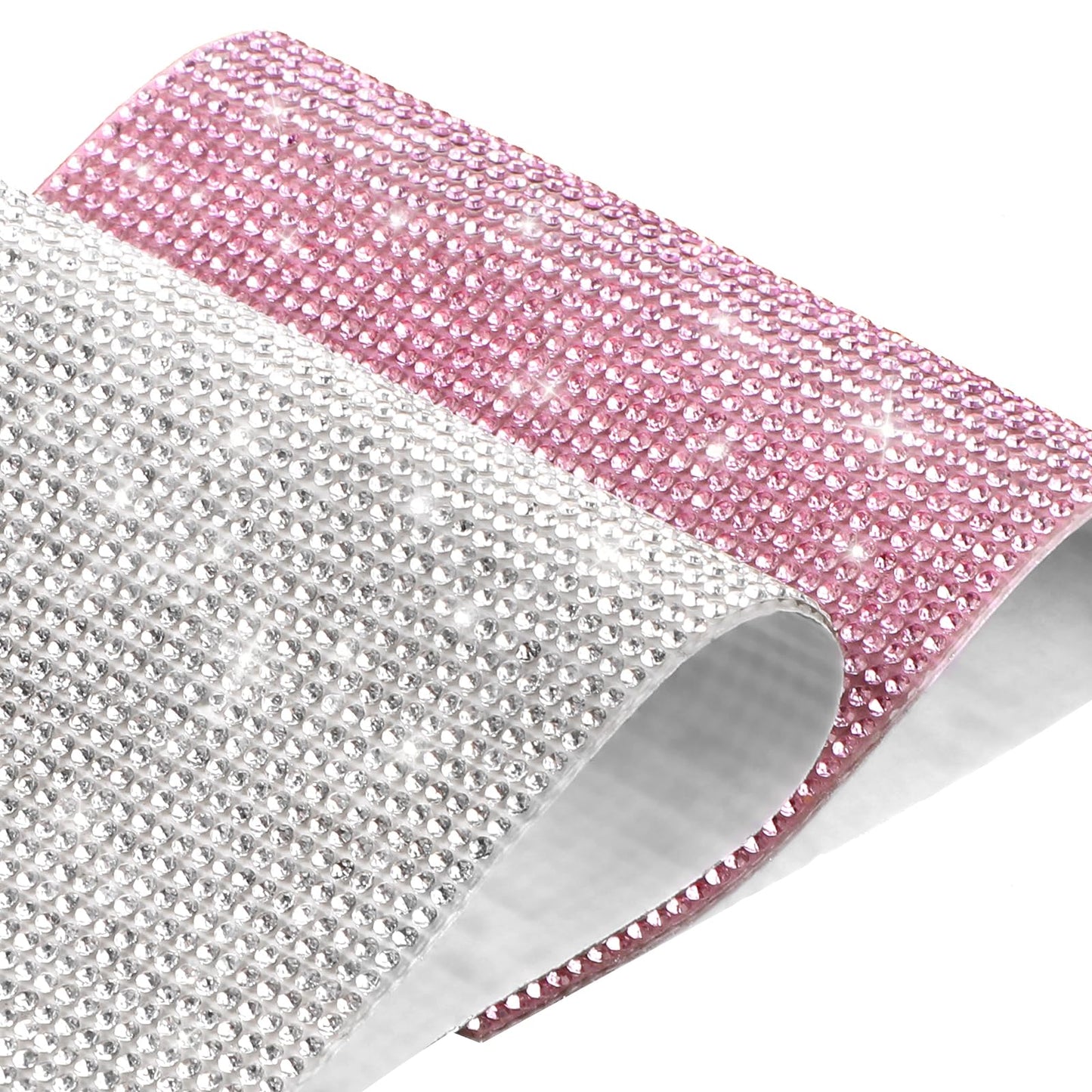 COMNICO 2 Pieces Bling Rhinestone Sheet Self Adhesive Glitter Crystal Car Decoration Gem Stickers 7.9 × 4.7 Inch Gem Sheet Diamond Stickers for Car&Craft Decoration Women DIY Home (Pink and Silver)