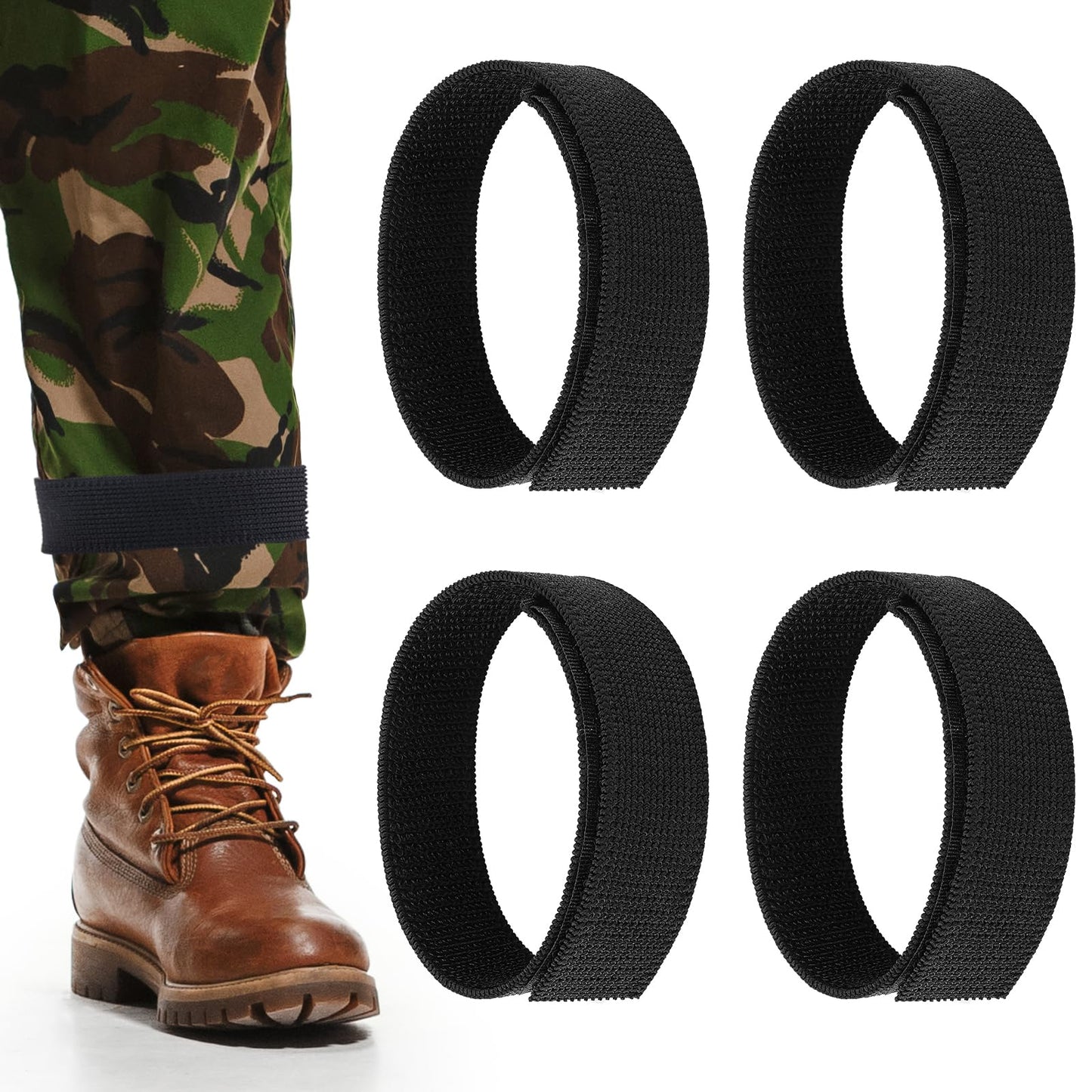 8pcs Cowboy Boot Straps Ankle Strap Boot Blousers Boot Snake Bootstraps Elastic Military Boot Straps Boot Adjustable Blousing Straps for Hunting Gardening Hiking Cycling Fishing Running Military Army,