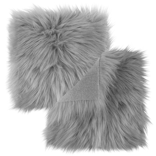 Sibba 2PCS Faux Fur Fabrics, 25CM Square Faux Fur, Shaggy Fur Fabric Cut, Faux Craft Fur Fabric for DIY Projects, Crafts, Decoration, Upholstery & Costume (Grey)