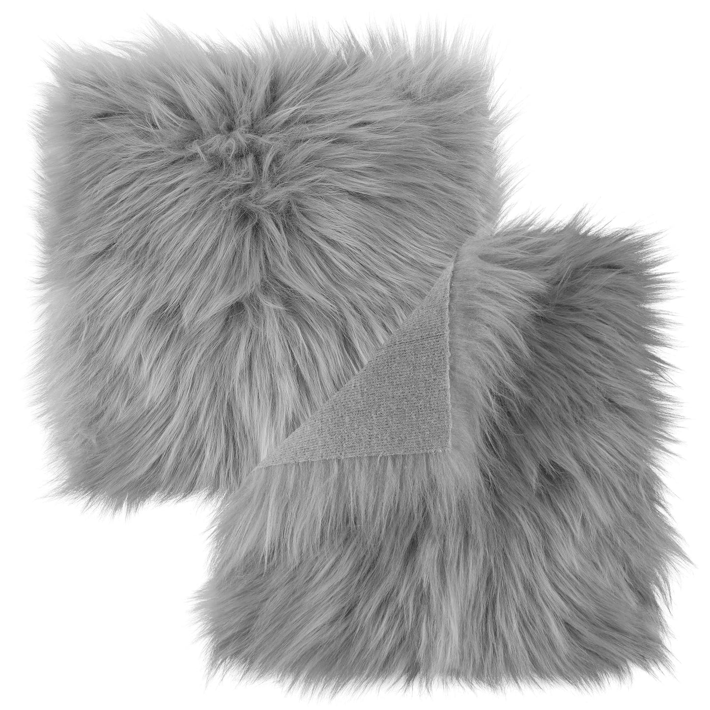 Sibba 2PCS Faux Fur Fabrics, 25CM Square Faux Fur, Shaggy Fur Fabric Cut, Faux Craft Fur Fabric for DIY Projects, Crafts, Decoration, Upholstery & Costume (Grey)
