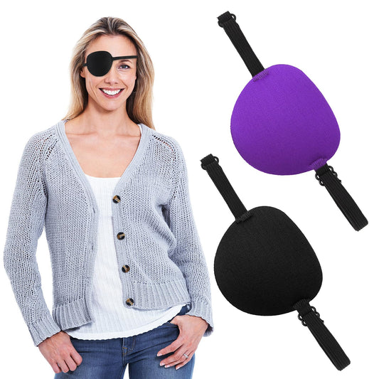 Sibba Adjustable Eye Patches for Adults Children Kids 2 PCS, Medical Eye Patch Adjustable, Adjustable Pirate Eye Patch for Left or Right Eyes Lazy Amblyopia and Cosplay