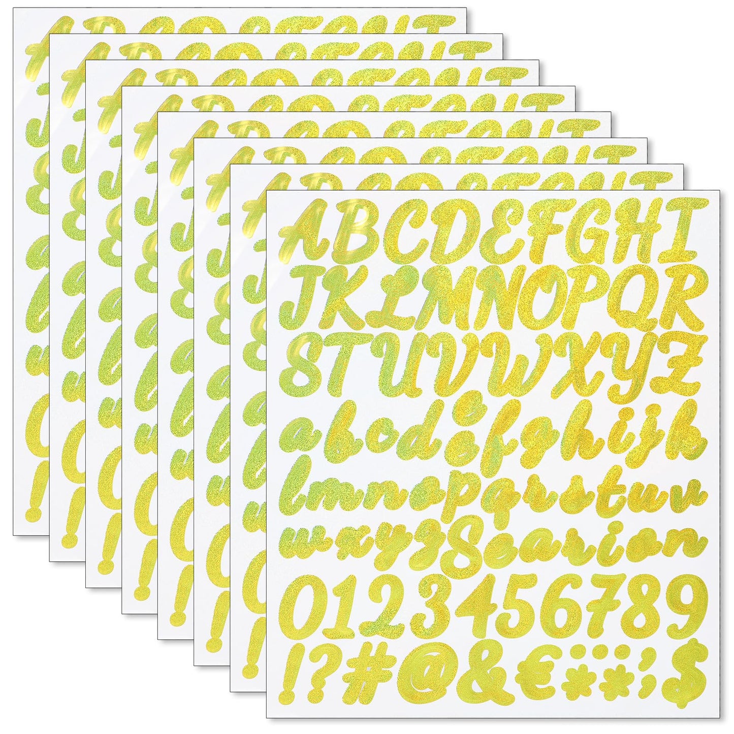 Dimeho 608Pcs 8 Sheets Gold Letter Stickers, Self Adhesive Glitter Alphabet Letter Stickers Small Vinyl Number Sticker for Scrapbook, Mailbox Signs, DIY Crafts Making, Classroom Decor (Gold,1 Inch)
