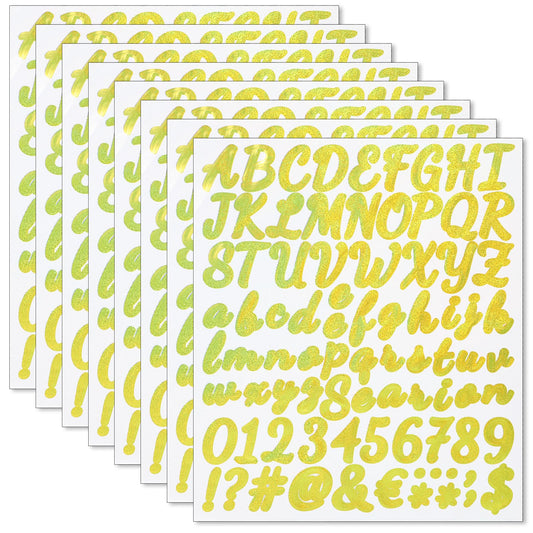 Dimeho 608Pcs 8 Sheets Gold Letter Stickers, Self Adhesive Glitter Alphabet Letter Stickers Small Vinyl Number Sticker for Scrapbook, Mailbox Signs, DIY Crafts Making, Classroom Decor (Gold,1 Inch)