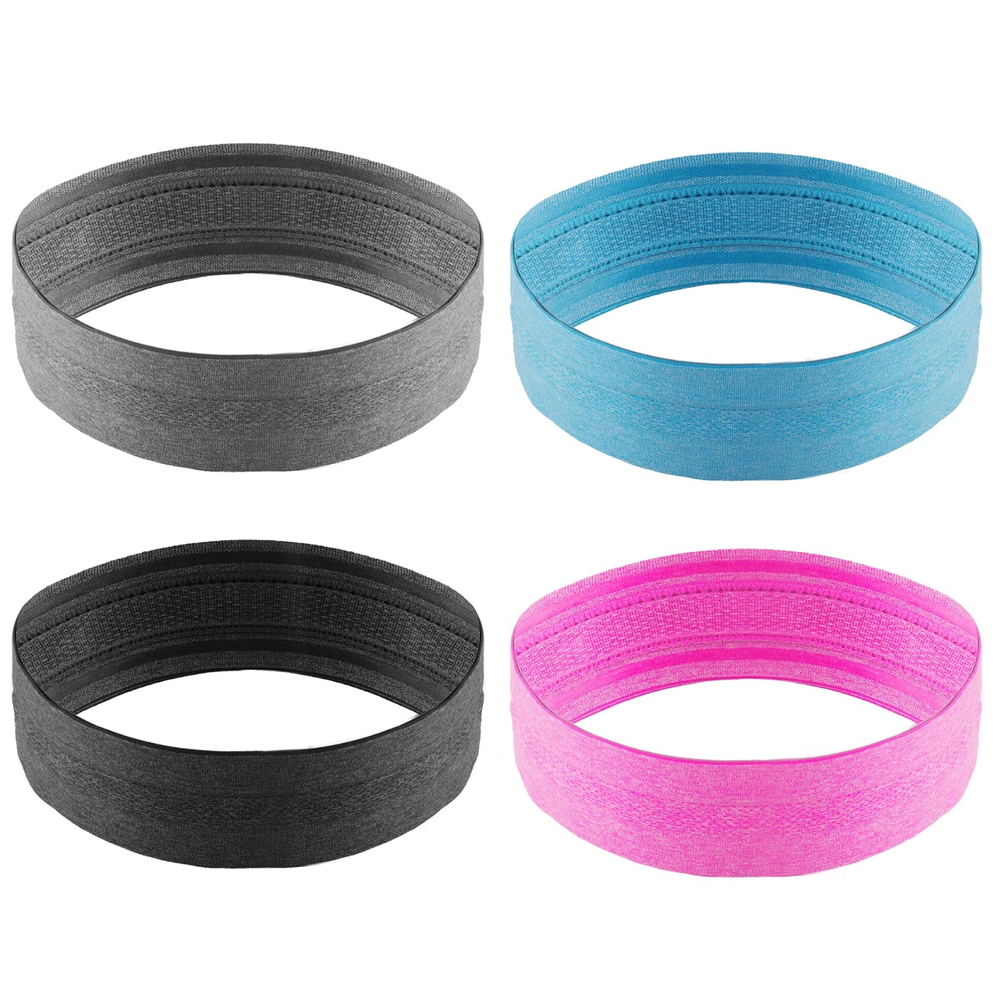Sibba 4 PCS Headband Head Bands Hair Accessorie Cooling Wicking Sweat Band Non Slip Sweatband Workout Gym Running Yoga Sports Athletic Soccer Baseball Exercise Headwear Women Girls