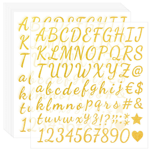 12 Sheets Self Adhesive Glitter Alphabet Letter Stickers, Vinyl Letter Alphabet Stickers Self-Adhesive Rhinestone Letter Number Scrapbooking Stickers for Classroom Decor Grad Cap Decoration DIY Crafts