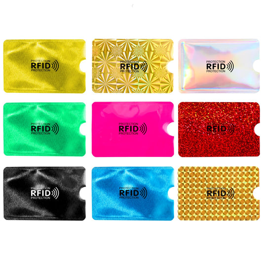 COMNICO 9PCS RFID Blocking Sleeves Colorful Credit Debit Card Holder Identity Card Protector Electronic Theft Protection Secure Sleeve for Women Men