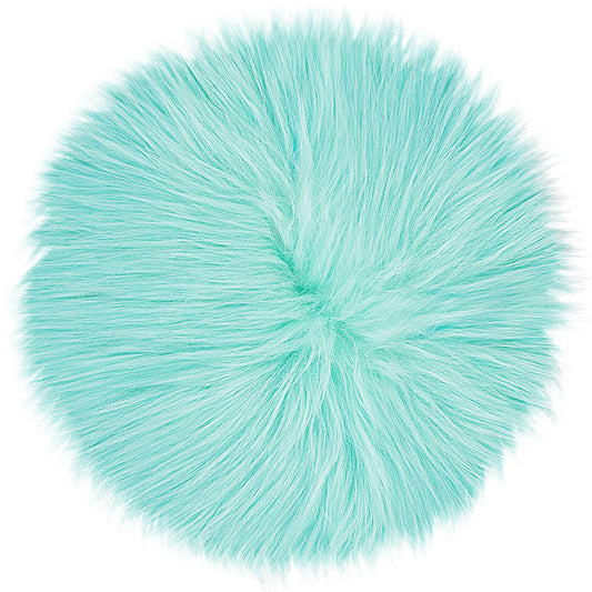 Sibba Bedroom Area Rug Fluffy Faux Fur Fuzzy Long Fireplace Hide Round Carpet Chair Cover Cushion Pad Plush Washable Table Cover Home Kitchen Decorative(10 Inch,Blue)