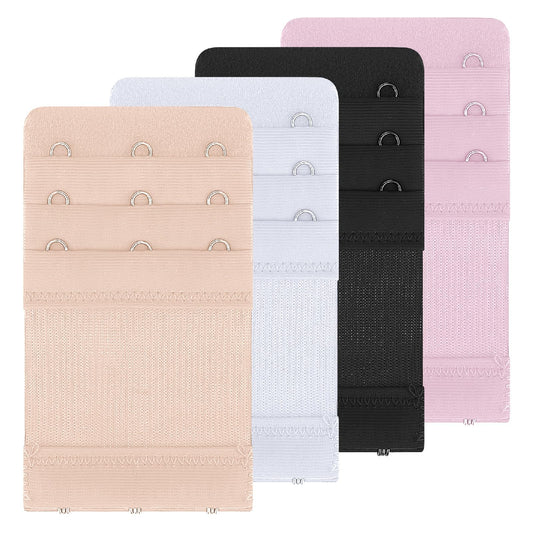 Sibba Bra Extenders Hooks Plus Size Extensions Strap Band Lingerie Clips Loops Underwear Shaper Clasp Repair Kit Corset Elastic Stretchy Prong Adjust Length Strapless Body Adjuster(4,4)