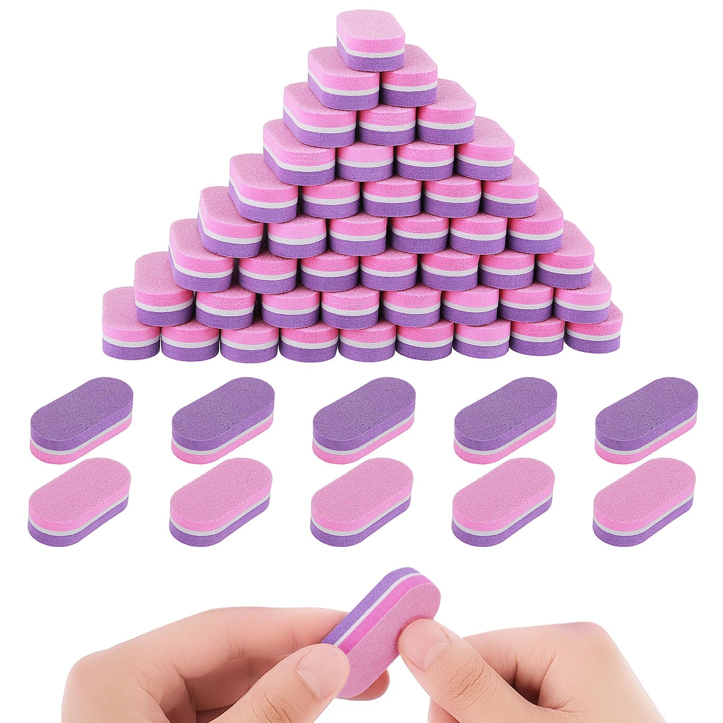 50Pcs Mini Nail Buffers 100/180 Grit Sponge Nail Files Double Sided Nail buffers Bulk Buffing Blocks Professional Manicure Set for Acrylic Nails Natural Nails Buff Manicure Tools