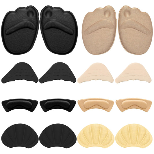Sibba Shoe Filler 8 Pairs Heel Grip Liner Insert Insole Adjustable Cushion Pads Soft Sponge Plug Foot Brace Self Sticky Sole Protectors Shock Absorbing for Sneakers High Heel