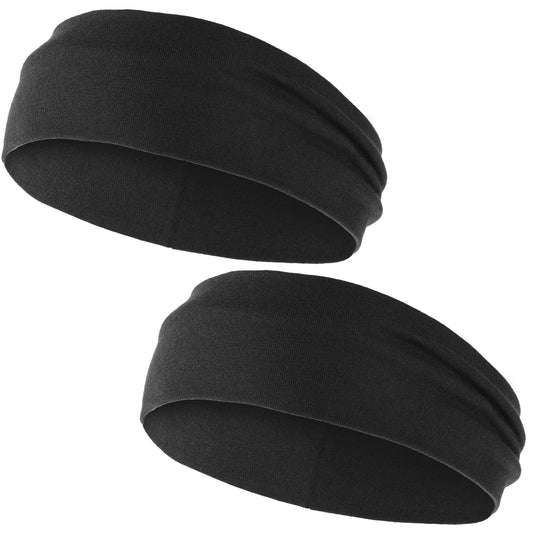 Sibba Soft Fitness Workout Stretchy Hairband, 2 Pieces Men's Headband Sweatband, Mens Sports Headband for Running, Cycling, Basketball, Yoga