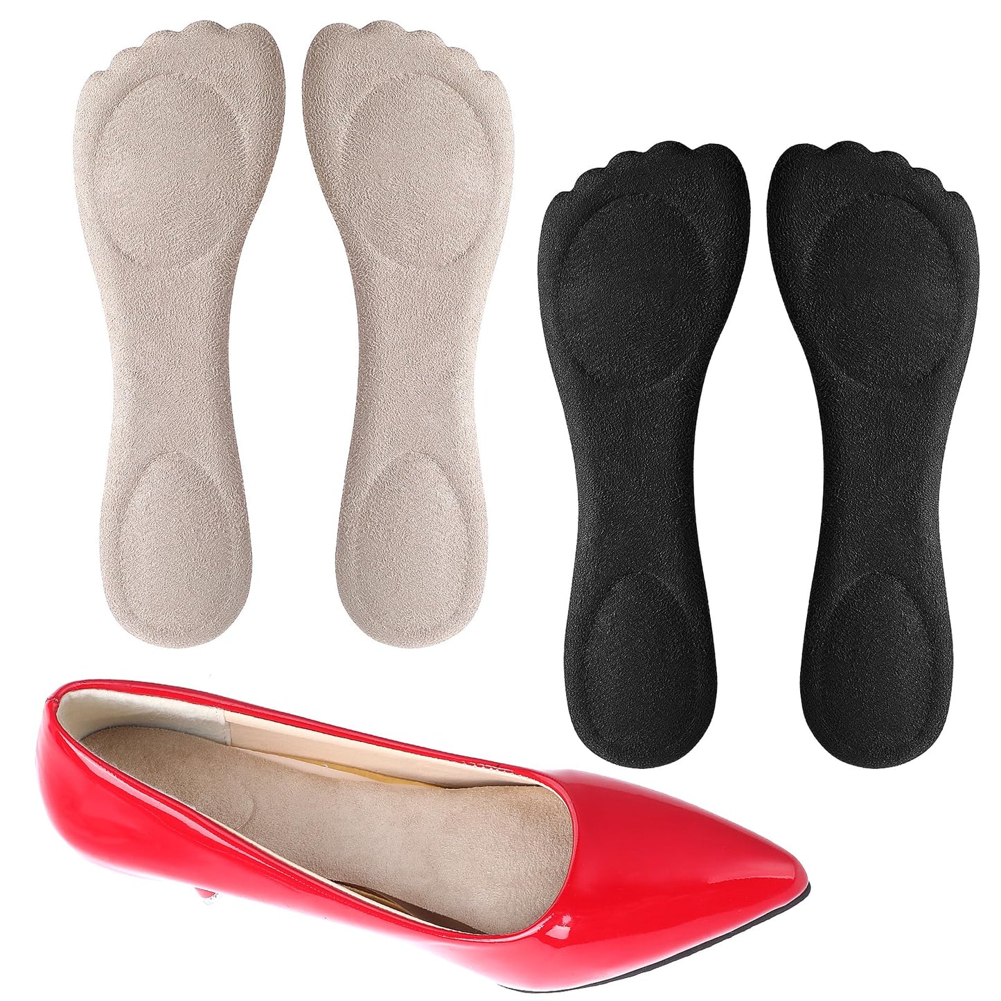COMNICO High Heel Inserts for Women, 2 Pairs Self-Adhesive Cushioning Insoles Invisible Arch Support Non-Slip Insoles High Heel Shoe Insoles for Dress Shoes Sandals Flats Boots