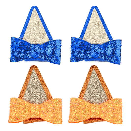 4 Pcs Ears Hair Clips Adorable Glitter Hair Barrettes Cute Sequin Bow Hairclips Themed Parties Hair Styling Accessories for Cartoon Cat Dog Costumes Character Dress Up