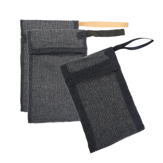 COMNICO 3PCS Soap Bag Nylon Exfoliating Soap Saver Pocket Mesh Bar Soap Foam Lather Pouch Drying Soap Holder Body Scrubber Rough Sponge Exfoliator for Bath Shower