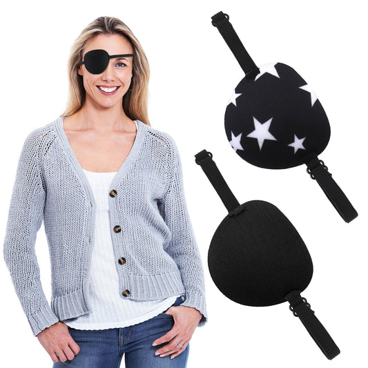 Sibba Adjustable Eye Patches for Adults Children Kids 2 PCS, Medical Eye Patch Adjustable, Adjustable Pirate Eye Patch for Left or Right Eyes Lazy Amblyopia and Cosplay