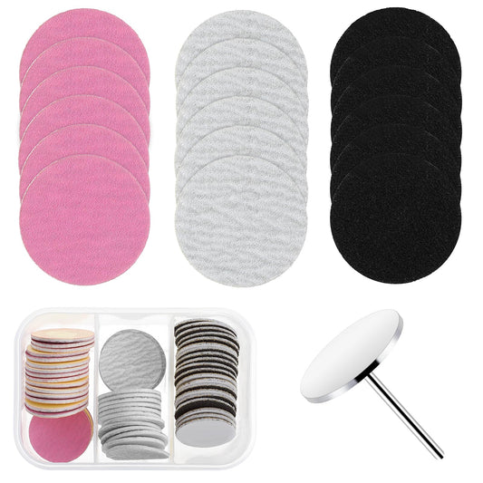 Sanding Paper Discs(#80#150#240 Grits) and Metal Nail Drill Bit Pedicure Drill Bits for Feet Files Replacement Sandpaper Discs for Dead Skin Cuticle Callus Remover Drill Bit for Manicure Pedicure