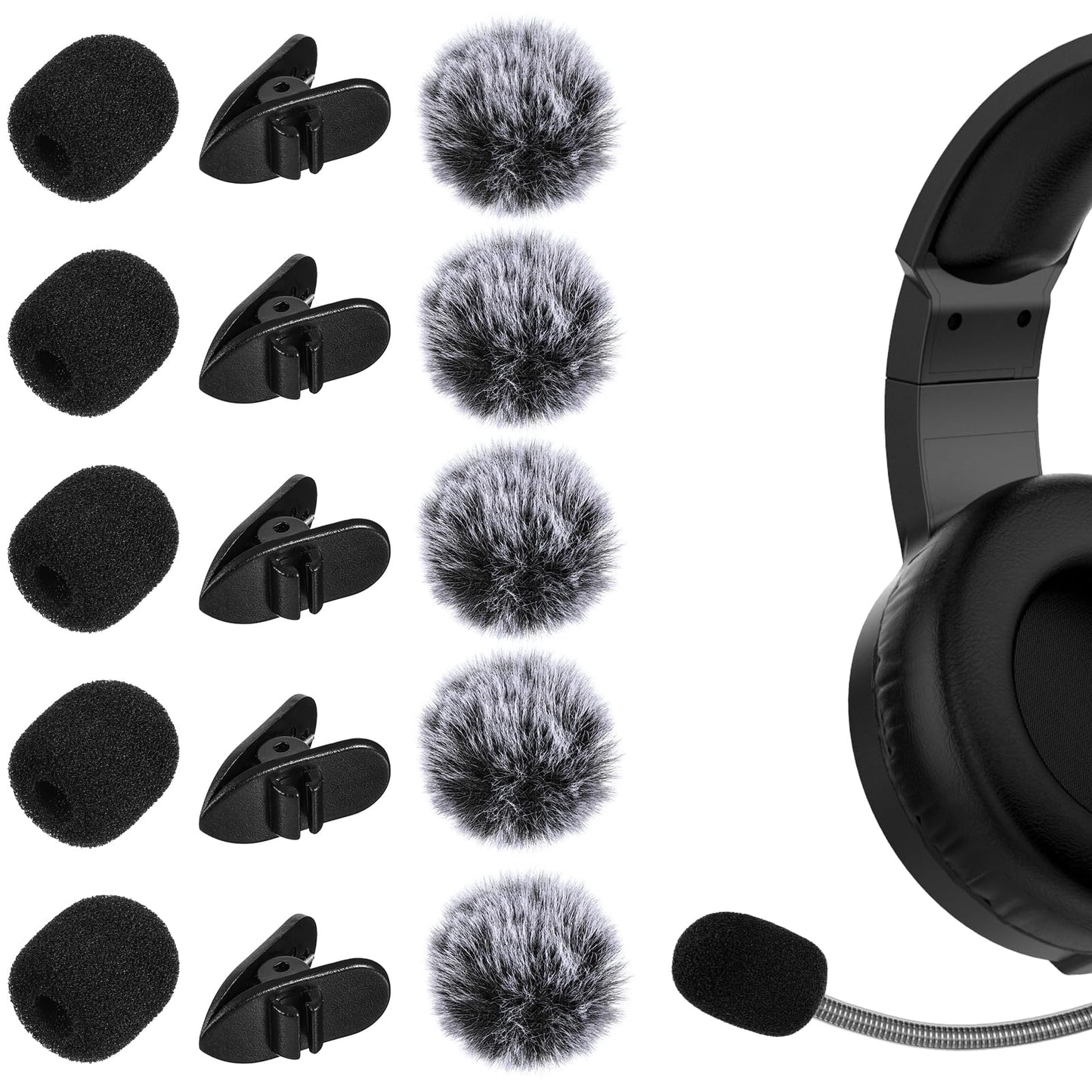 15Pcs Mini Wireless Furry Windscreen Foam Cover Set for Lavalier Microphone Wind Muff Foam Mic Cover with Clip to Reduce Plosive and Better Highlight Vocals Pop Filter Washable Windproof Wind Screen