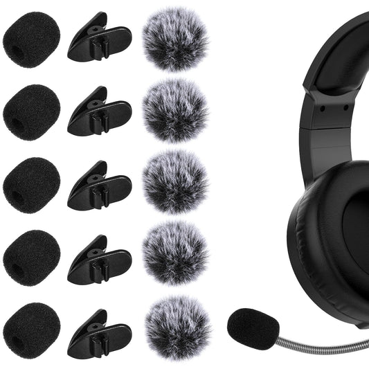 15Pcs Mini Wireless Furry Windscreen Foam Cover Set for Lavalier Microphone Wind Muff Foam Mic Cover with Clip to Reduce Plosive and Better Highlight Vocals Pop Filter Washable Windproof Wind Screen