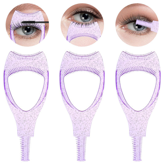 Sibba 3Pcs Mascara Shield Guard, Lashes Buddy, Silicone Upper and Lower Mascara Applicator Lash Guard, False Eyelashes Applicator, Reusable Eye Makeup Tool for Women and Girls (Purple)