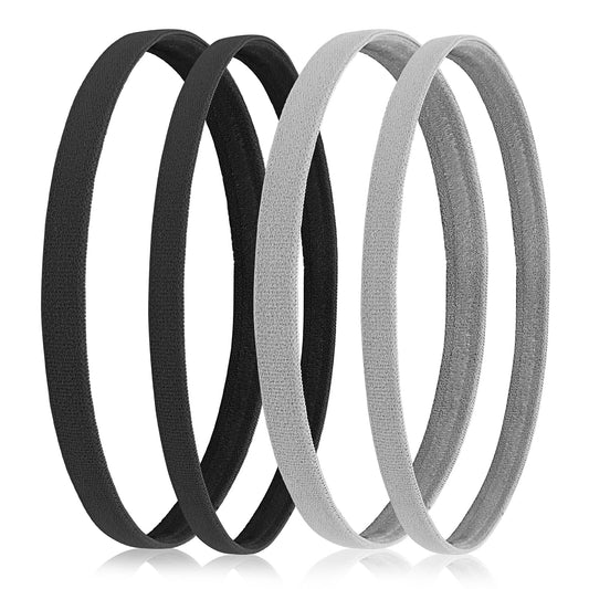 Sibba 4 Pieces Athletic Sports Headband Elastic Thin Hair Bands Non Slip Silicone Grip Skinny Yoga Exercise Soccer Sweatband Headwear Headpiece for Boys Men Girls Women