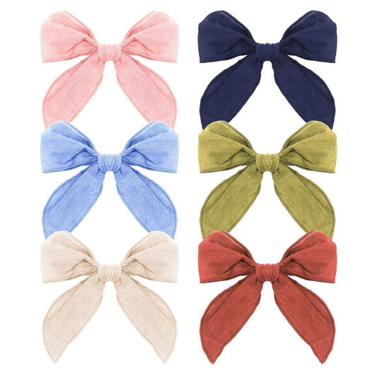 Sibba Hair Bows Clips Barrettes 6 Pieces 4.5 Inch Polyester Ribbon Ponytail Holder Big Hairpin Halloween Christmas Day Easter Gift Cheerleading School Decorative Accessories for Girls Toddler Baby