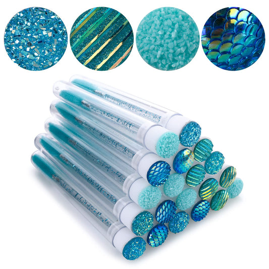 Sibba 20 Pieces Eyebrow Brush Eyelash Mascara Spoolies Wands Eye Lash Extensions Separator Applicators Makeup Crystal Tube Organizer Supplies Cleansing Holder Kit
