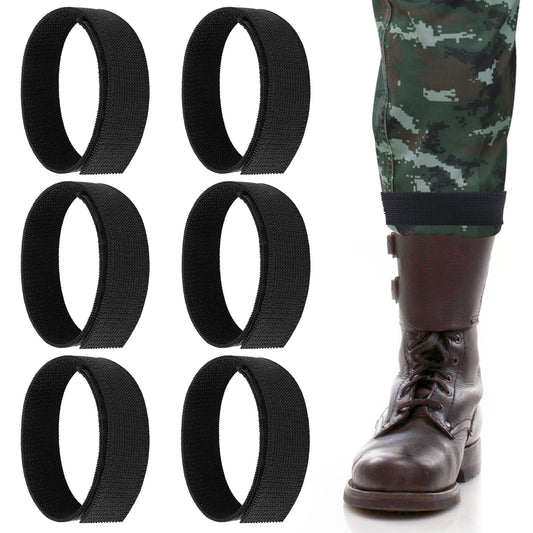 6PCS Black Boot Blousers, Elastic Military Boot Straps Boot Bands Military Blousing Straps, Adjustable Tuck Tight Strips for Hunting Gardening Hiking Cycling Fishing Army Uniforms Men Women