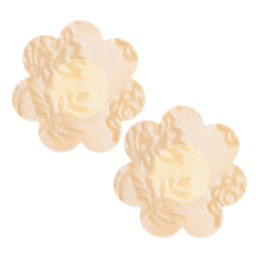 COMNICO 2 Pcs Lace Petal Pasties, Nipple Covers Self-Adhesive Breast Covers Pasties Comfortable Nipple Stickers for Women Festivals Rave Party (Skin Color)