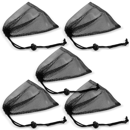 Dimeho 5 Pcs Mesh Drawstring Bag Net Storage Bags Cord Lock Closure Pouch Fruits Organizer Holder for Kitchen Wedding Gifts Wrapping Scallop Jewelry Toys Quick Drying