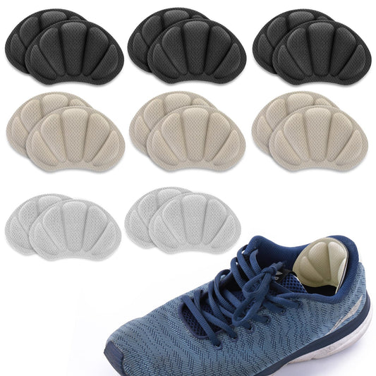 Sibba 8 Pairs Heel Grips with Strong Sticky Backing, Shoes Pads Sticker Heel Cushion Pads Shoe Liner Inserts for Loose Shoes Anti Blister Comfort Insole Heel Protectors