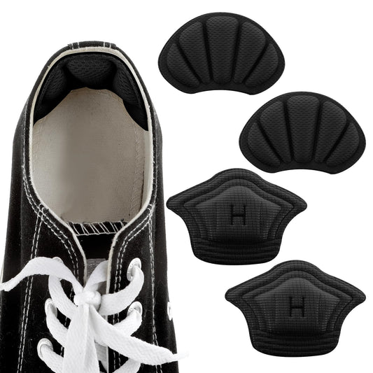 Sibba 2 Pairs Heel Pads for Shoes Too Big, 2 Styles Thickening Heel Protectors, Self-Adhesive Leather Heel Holder, Cosy Sponge Heel Cushion for Loose Shoes Sneakers High Heels Sneakers Leather Shoes