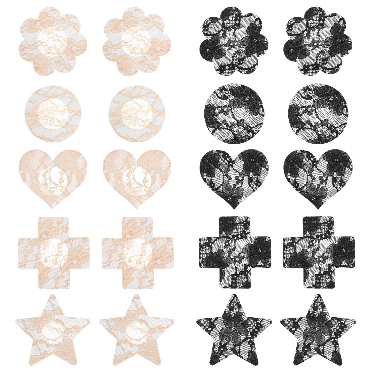 COMNICO Self-Adhesive Nipple Covers Pasties Stickers Disposable Breast Petals Sticky Patches Lace Waterproof Bra Pad No Show Bra for Women