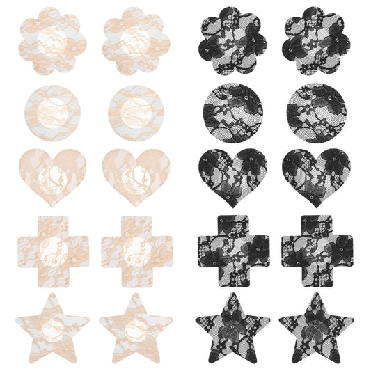 COMNICO Self-Adhesive Nipple Covers Pasties Stickers Disposable Breast Petals Sticky Patches Lace Waterproof Bra Pad No Show Bra for Women