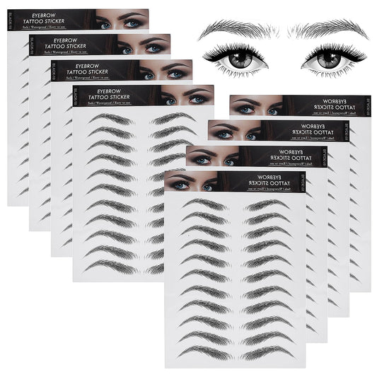 Sibba Eyebrow Color Tattoos 8 Sheets Waterproof Stencils Stickers Grooming Shaping 72 Pairs Profesional Fake Brow Peel Off Temporary Removal Eye Brows Extension Tint Kit Stick On Stamp (Black)