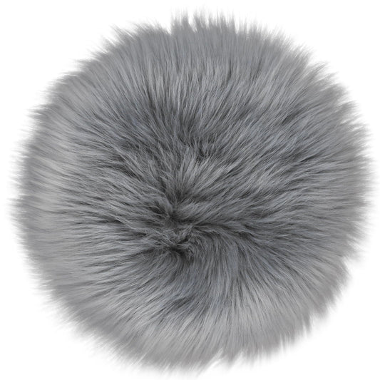 Sibba Round Faux Fur Area Rug, 35 cm/13.7 Inches Faux Sheepskin Fur Area Rug, Washable Fluffy Plush Area Rug, Chair Desk Sofa Cover Carpet for Home Bedrooms Living Room Aesthetic Decor(Grey)