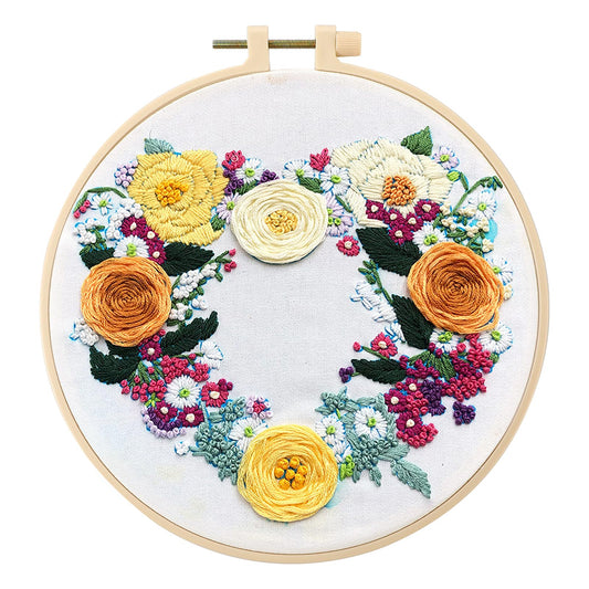Sibba Stamped Embroidery Kit for Beginners, Cross Stitch kit with Pattern and Instructions, Embroidery Starter Kit Including Embroidery Hoop, Color Threads and Embroidery(Orange)