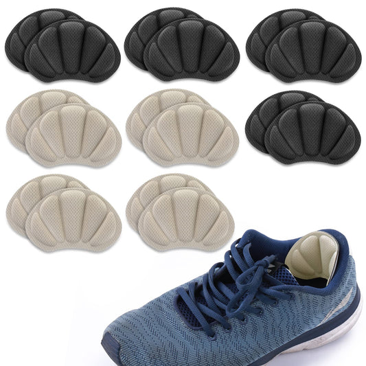 Sibba 8 Pairs Heel Grips with Strong Sticky Backing, Shoes Pads Sticker Heel Cushion Pads Shoe Liner Inserts for Loose Shoes Anti Blister Comfort Insole Heel Protectors