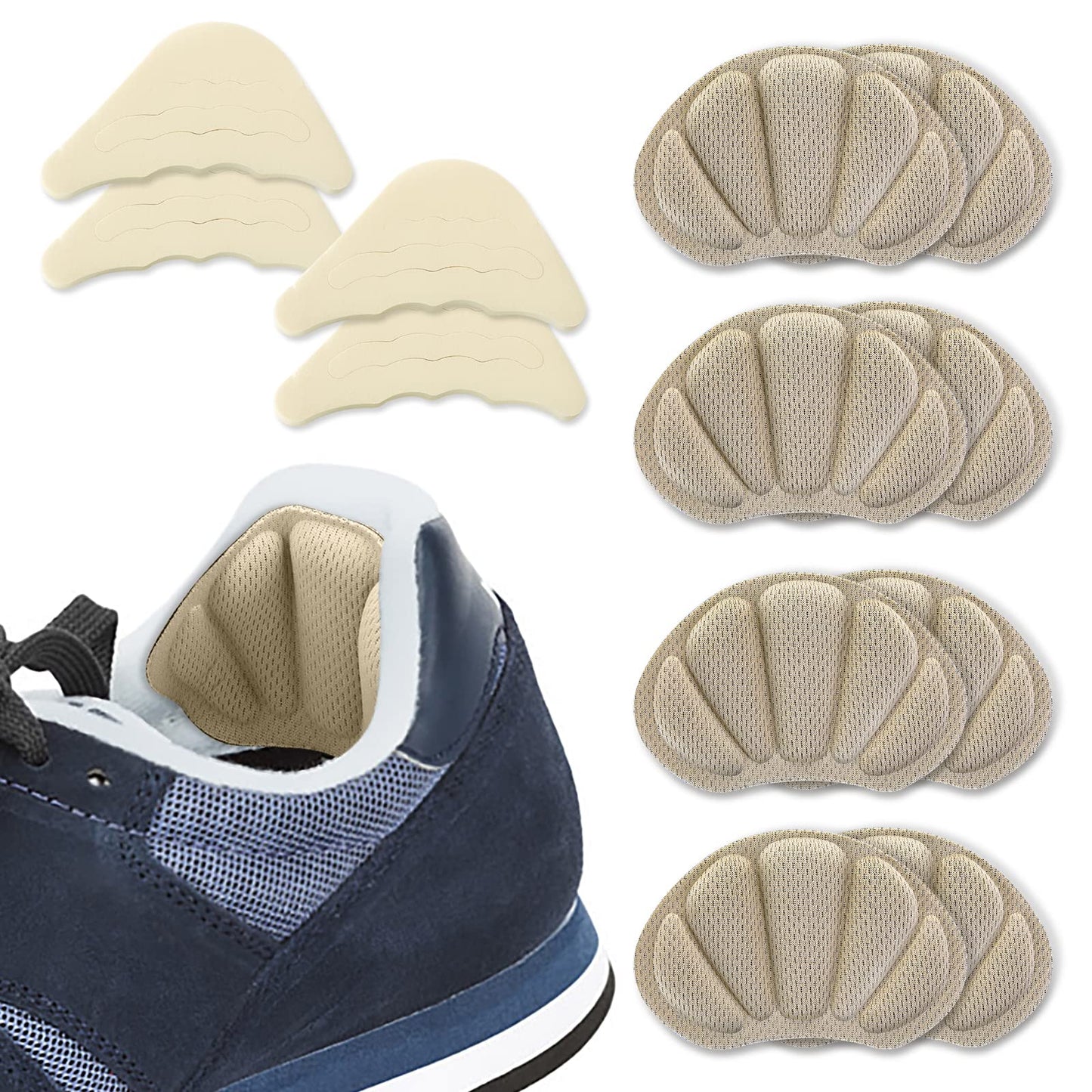 Sibba 6 Pairs Shoe Fillers for Big Shoes includes 2 Pairs Adjustable Toe Filler Inserts and 4 Pairs Heel Grips Liner Insert Preventing Too Big Shoe Relieve Pain Foot Care Protector