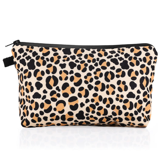 Sibba Canvas Cosmetic Make Up Bag Handbag Mini Pouch Purse Case Toiletry Organizer Storage Pockets Beauty Makeup Travelling Accessory for Woman Girls (Leopard)