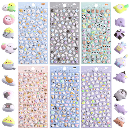 Cute Mini Puffy Stickers for Kids 600+, 3D Tiny Micro Bulk Sticker Set for Girls Adults, Removable Cute Stickers Includes Kawaii Japanese Cartoon Ghost Animal Cat Dog Birds for Phone Case(6 Sheets)