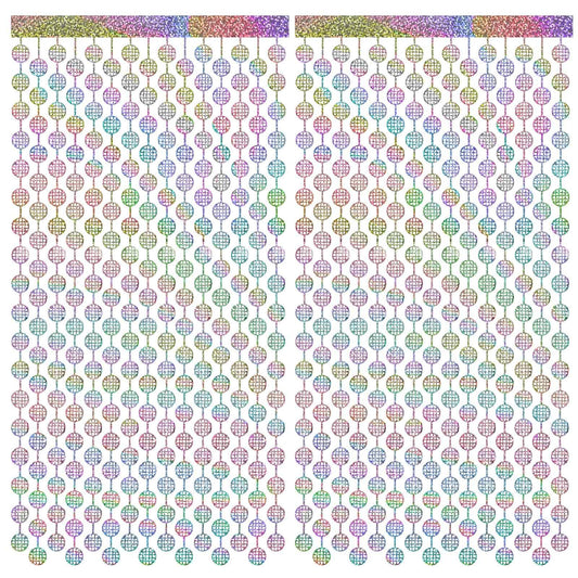 2 Pcs Disco Party Decorations Disco Ball Photo Booth Props 3.3 x 6.6 ft Disco Theme Silver Foil Curtains Photograph Backdrop for 70s 80s 90s Theme Birthday Bachelorette New Year Christmas