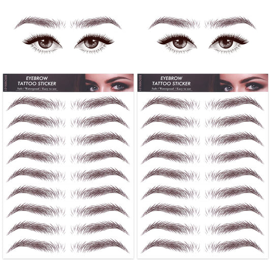 Sibba Temporary Eyebrow Tattoos Color Waterproof Hair-like Eye Brow Transfers Stickers Peel Off Cosmetic Women Girls Arch Styles (2 PCS Brown)