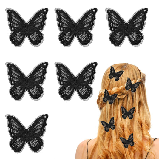 Sibba 6 pcs Realistic Butterfly Clips Barrettes, Ponytail Holder Bow Hair Bow with Duckbill Clip for Hair Styling Children Kids Girls Women