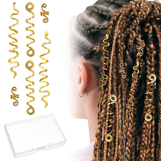 COMNICO Braid Hair Accessories, 6Pcs Celtic Gold Snake Hair Jewelry Alloy Dreadlock Accessories Spiral Loc Jewelry Hair Braid Coil Snake Clips for Braids Halloween Hair Decoration for Women
